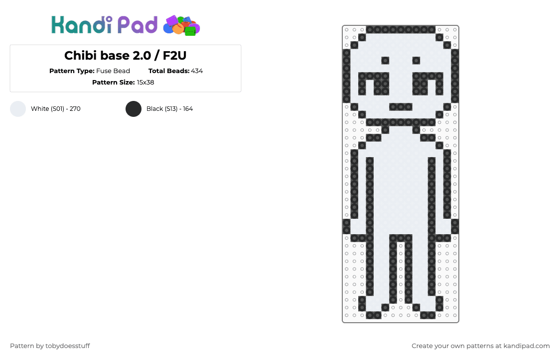 Chibi base 2.0 / F2U/ASK - Fuse Bead Pattern by noahdoesstuff on Kandi Pad - black,white,base,f2u