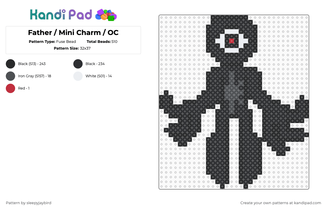 Father / Mini Charm / OC - Fuse Bead Pattern by noahdoesstuff on Kandi Pad - black,purple,oc,horror,creepy,monster