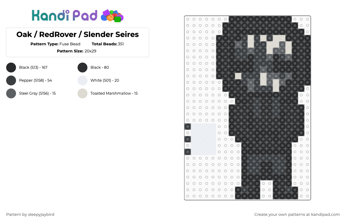 Oak / RedRover / Slender Seires - Fuse Bead Pattern by noahdoesstuff on Kandi Pad - black,gray,beige,redrover,slender seires,trees,slenderman