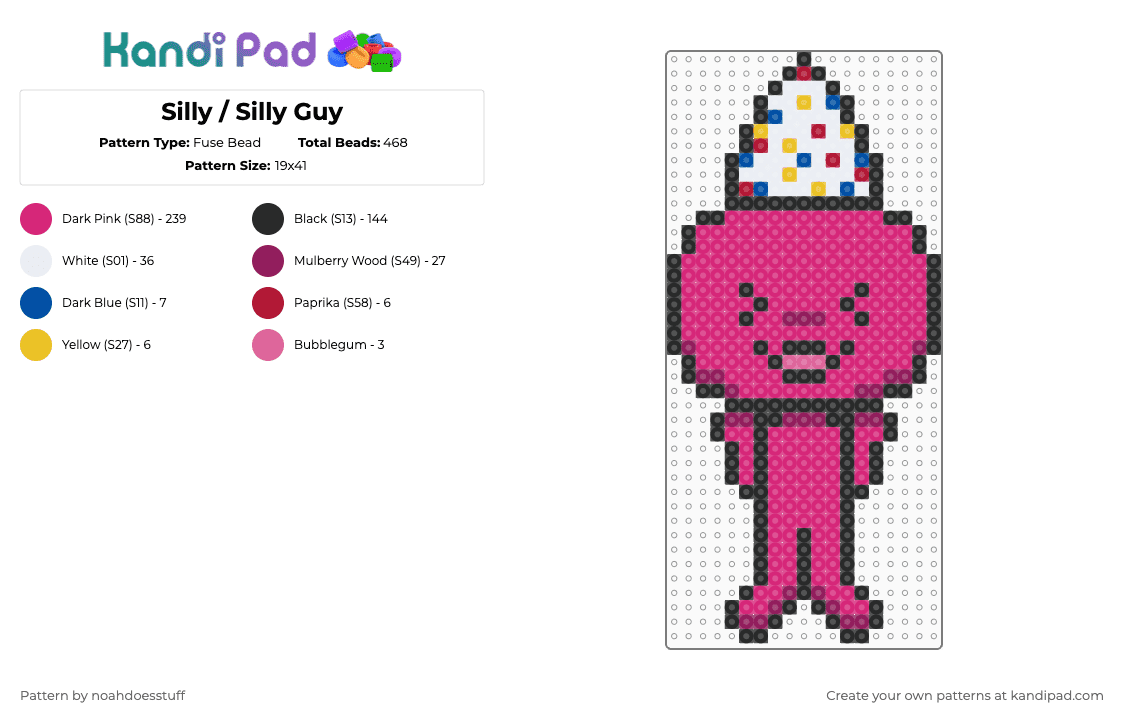 Silly / Silly Guy - Fuse Bead Pattern by noahdoesstuff on Kandi Pad - pink,silly,silly guy,party hat,cute,dictator
