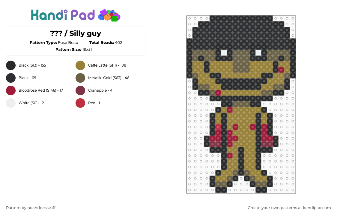 ??? / Silly guy - Fuse Bead Pattern by noahdoesstuff on Kandi Pad - black,tan,gold,silly guy,the irrelevant