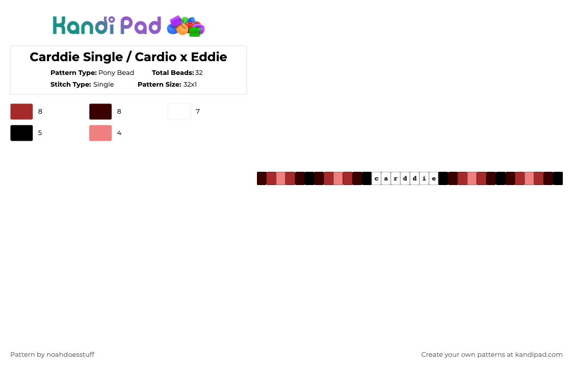 Carddie Single / Cardio x Eddie - Pony Bead Pattern by noahdoesstuff on Kandi Pad - red,brown,gay,cardio,eddie havoc,oc,creepypasta,slenderverse