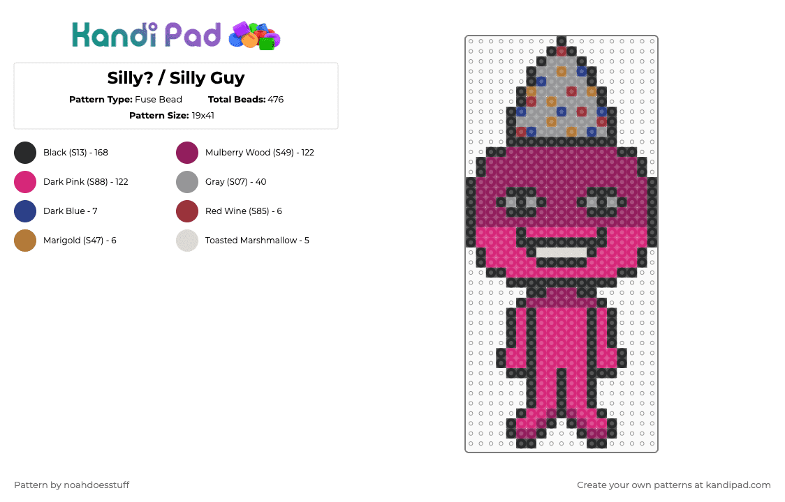 Silly? / Silly Guy - Fuse Bead Pattern by noahdoesstuff on Kandi Pad - pink,progression