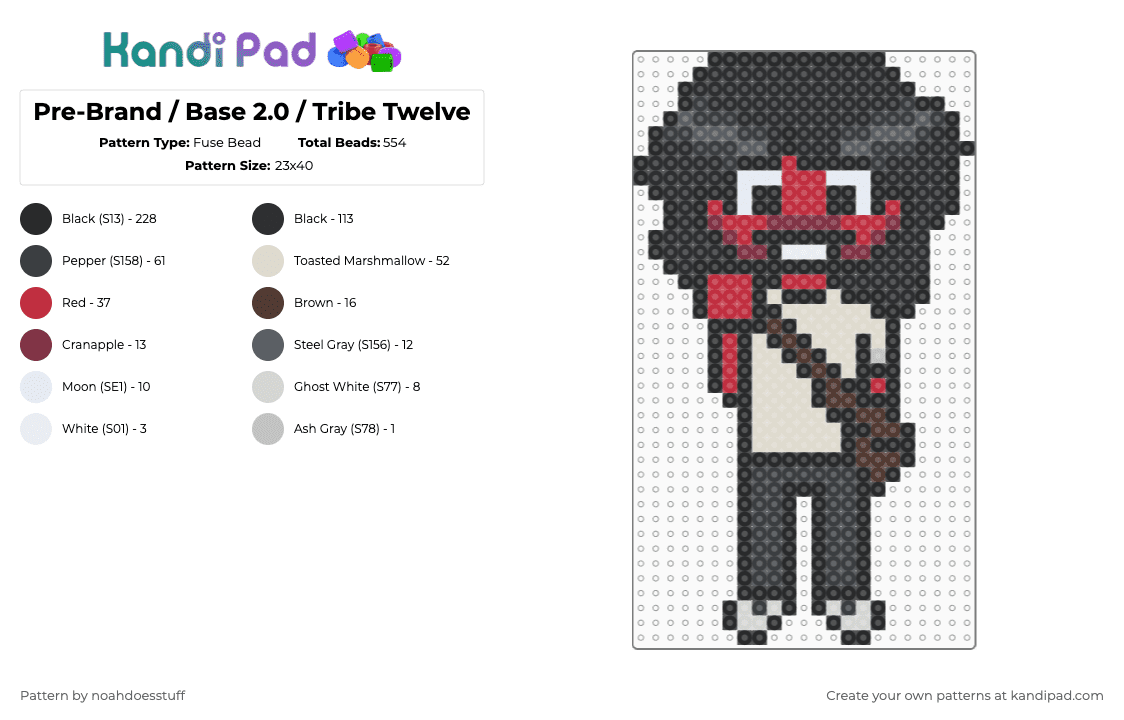 Pre-Brand / Base 2.0 / Tribe Twelve - Fuse Bead Pattern by noahdoesstuff on Kandi Pad - black,red,beige,prebrand,tribe twelve,slenderverse,charm,fuse bead