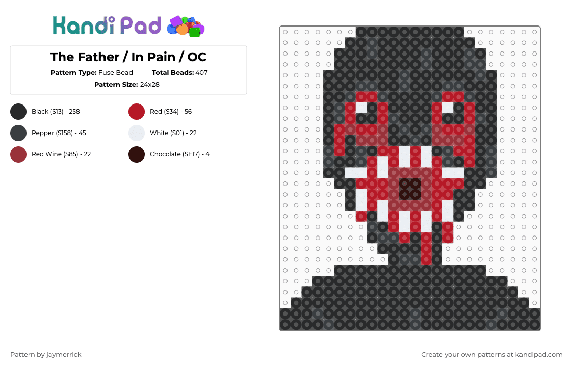 The Father / In Pain / OC - Fuse Bead Pattern by noahdoesstuff on Kandi Pad - black, blood, bodyhorror, horror, monster, oc, red, scary