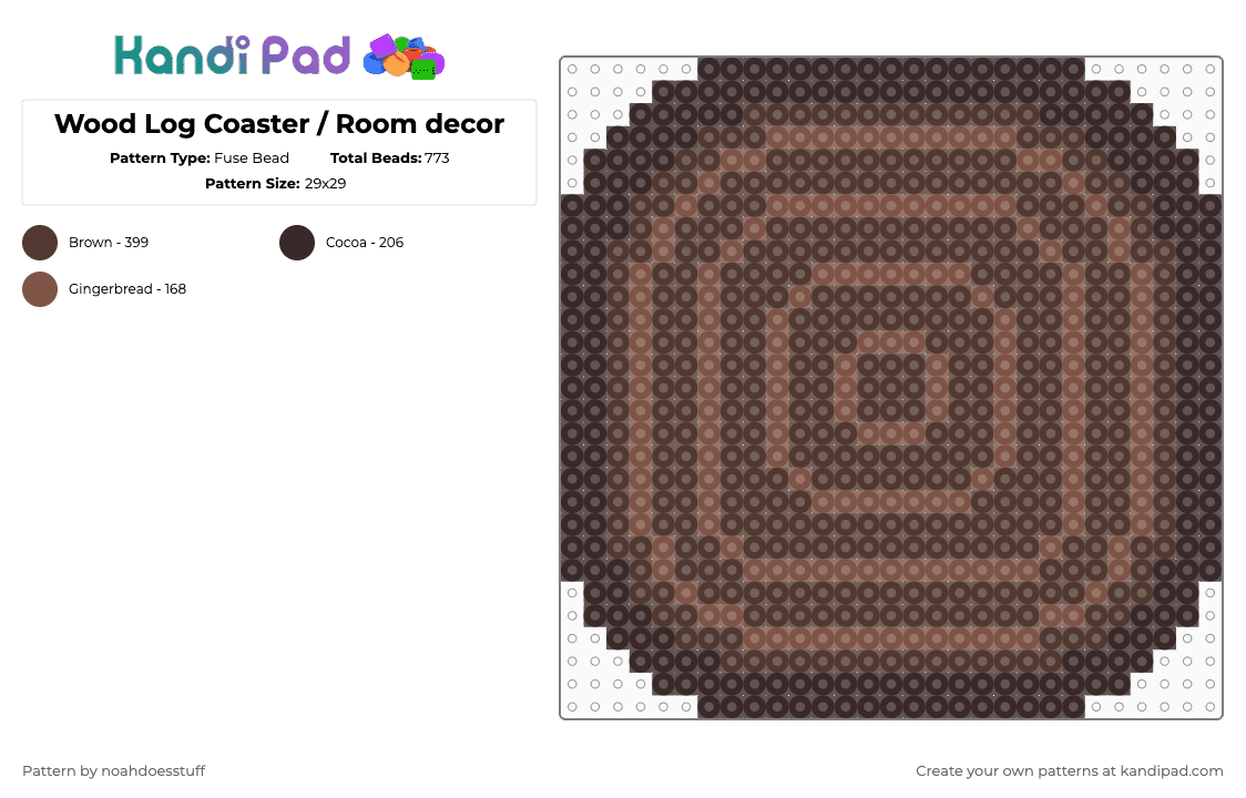 Wood Log Coaster / Room decor - Fuse Bead Pattern by noahdoesstuff on Kandi Pad - brown, coaster, decor, forest, fuse bead, log, wood