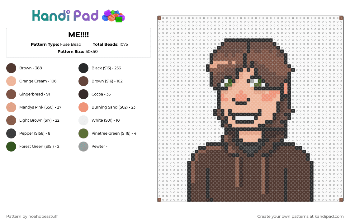 ME!!!! - Fuse Bead Pattern by noahdoesstuff on Kandi Pad - brown,beige,noahdoesstuff,me,me irl,cute