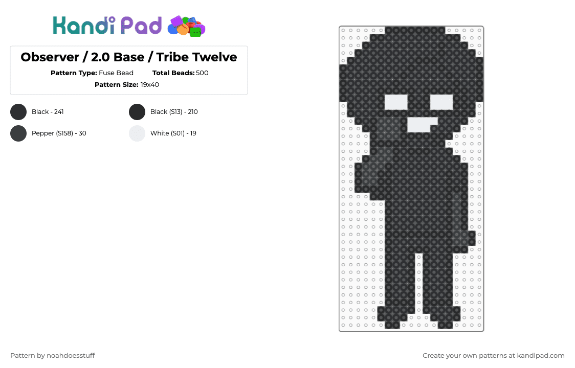 Observer / 2.0 Base / Tribe Twelve - Fuse Bead Pattern by noahdoesstuff on Kandi Pad - black,observer,slenderverse,tribe twelve,charm,fuse bead