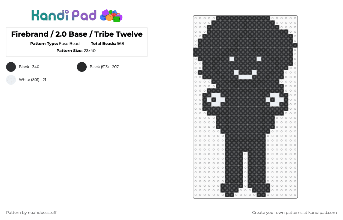 Firebrand / 2.0 Base / Tribe Twelve - Fuse Bead Pattern by noahdoesstuff on Kandi Pad - black,firebrand,tribe twelve,slenderverse,charm,fuse bead