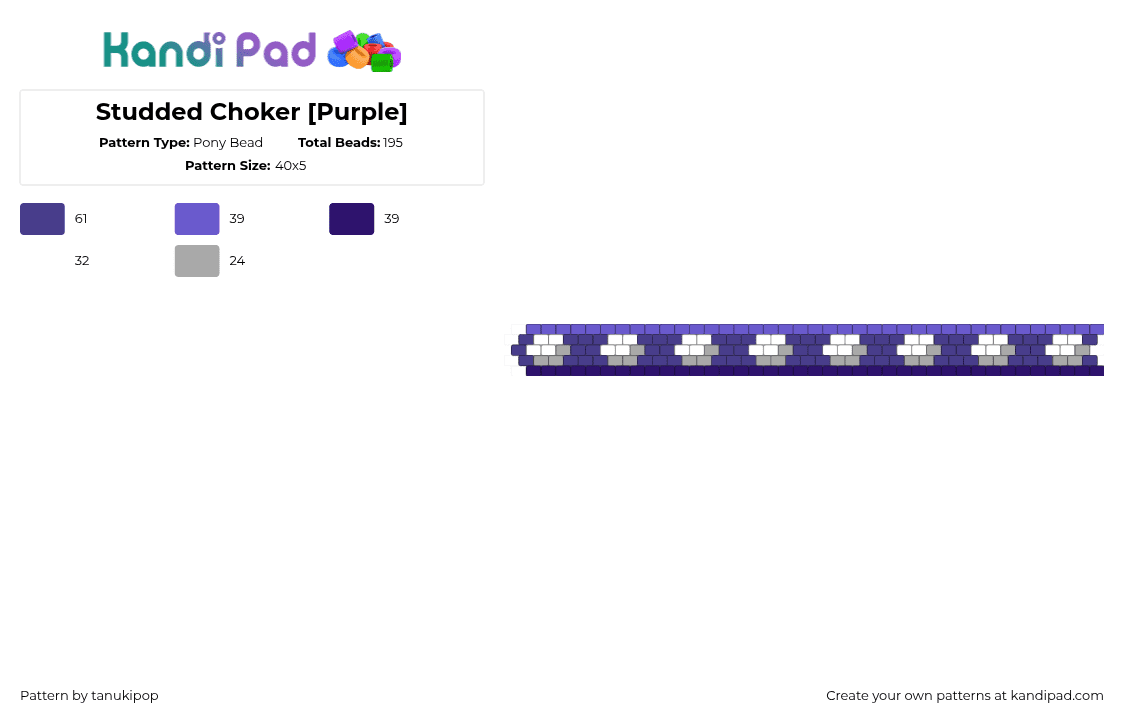 Studded Choker [Purple] - Pony Bead Pattern by jellyglass on Kandi Pad - purple,studded,choker,necklace