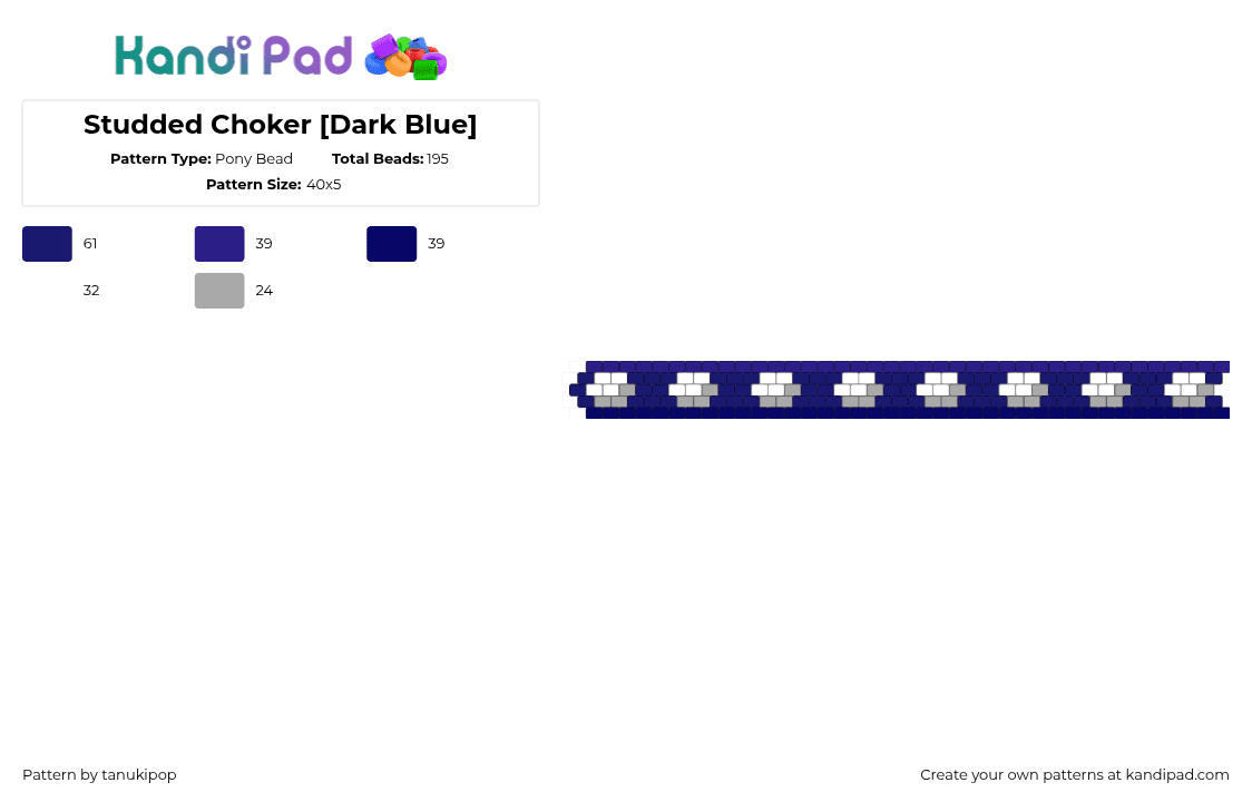 Studded Choker [Dark Blue] - Pony Bead Pattern by jellyglass on Kandi Pad - purple,studded,choker,necklace