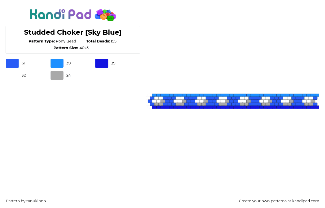 Studded Choker [Sky Blue] - Pony Bead Pattern by jellyglass on Kandi Pad - light blue,blue,purple,studded,choker,necklace
