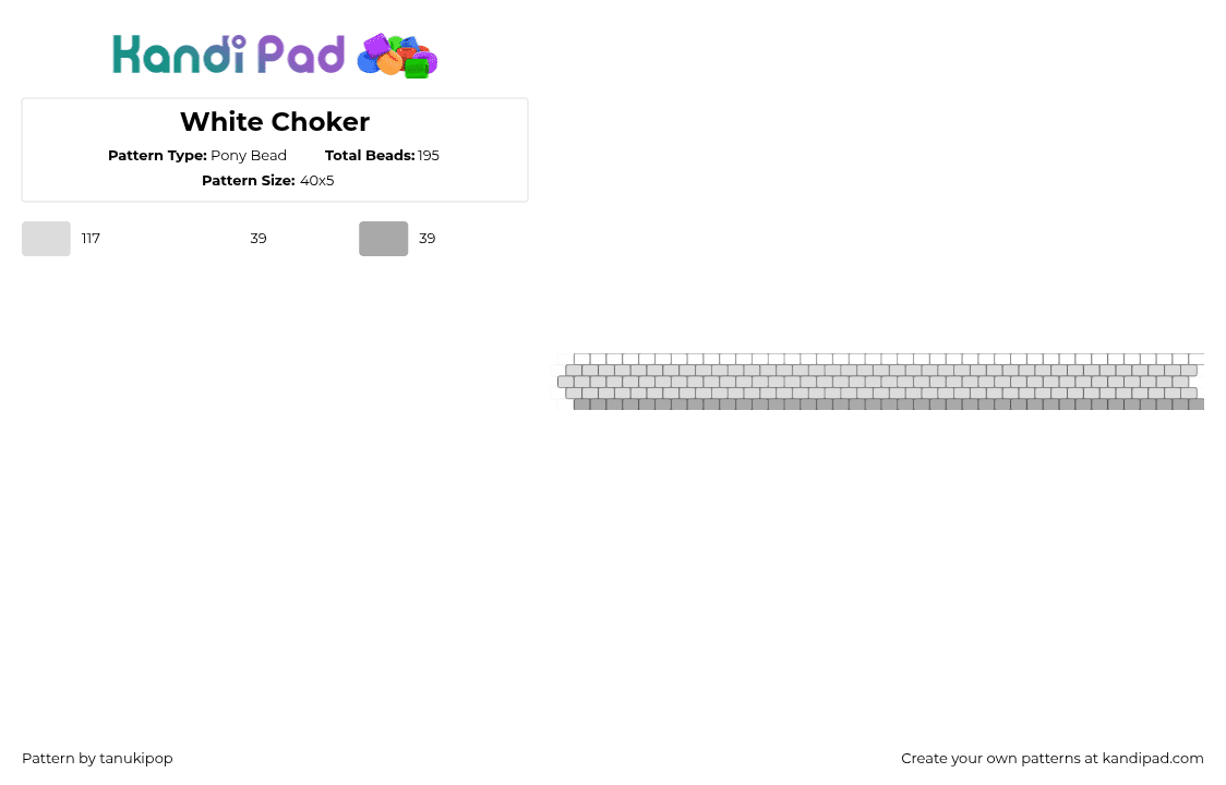 White Choker - Pony Bead Pattern by jellyglass on Kandi Pad - white,choker,necklace,choker necklace