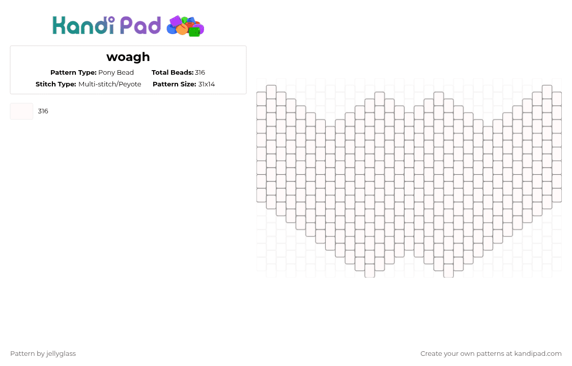 woagh - Pony Bead Pattern by jellyglass on Kandi Pad - white