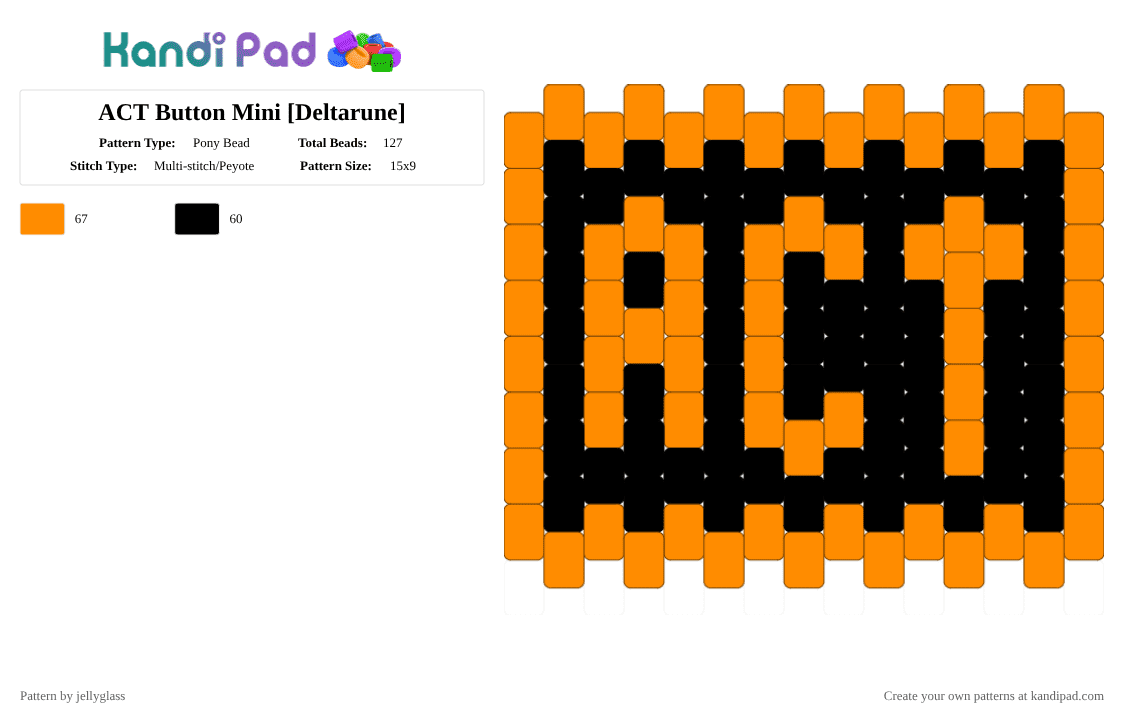 ACT Button Mini [Deltarune] - Pony Bead Pattern by jellyglass on Kandi Pad - orange,black,deltarune,video game,gaming,act