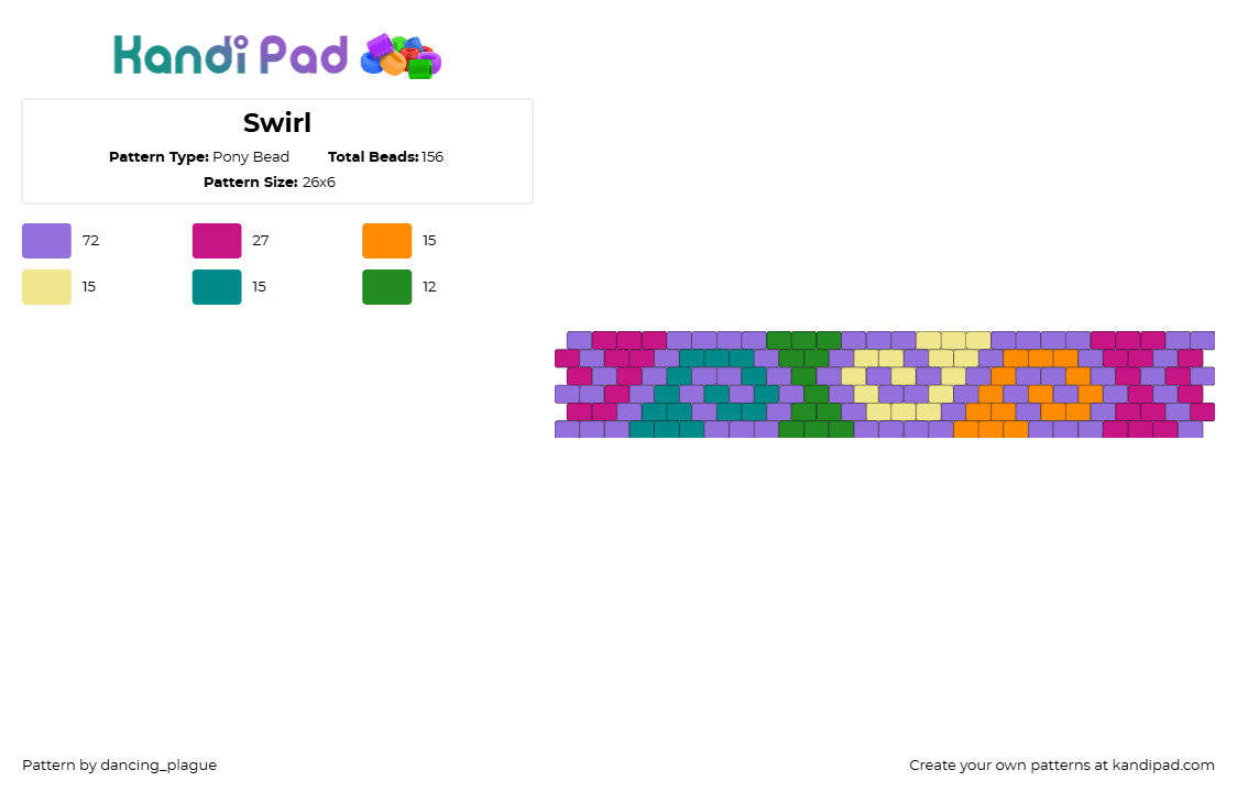 Swirl - Pony Bead Pattern by dancing_plague on Kandi Pad - purple,pink