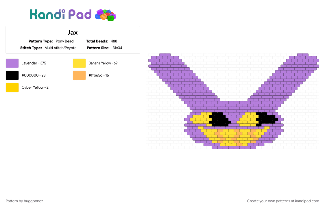 Jax - Pony Bead Pattern by buggbonez on Kandi Pad - jax, pink, tadc