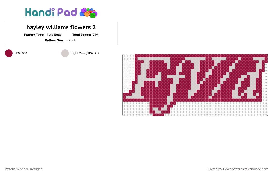 hayley williams flowers 2 - Fuse Bead Pattern by angelusrefugee on Kandi Pad - 2021, beige, brown, first thing to go, flowers for vases descansos, hayley williams, just a lover, my limb