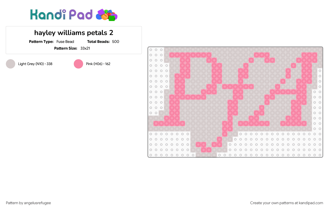 hayley williams petals 2 - Fuse Bead Pattern by angelusrefugee on Kandi Pad - 2020, beige, cinnamon, hayley williams, leave it alone, petals for armor, pink, simmer