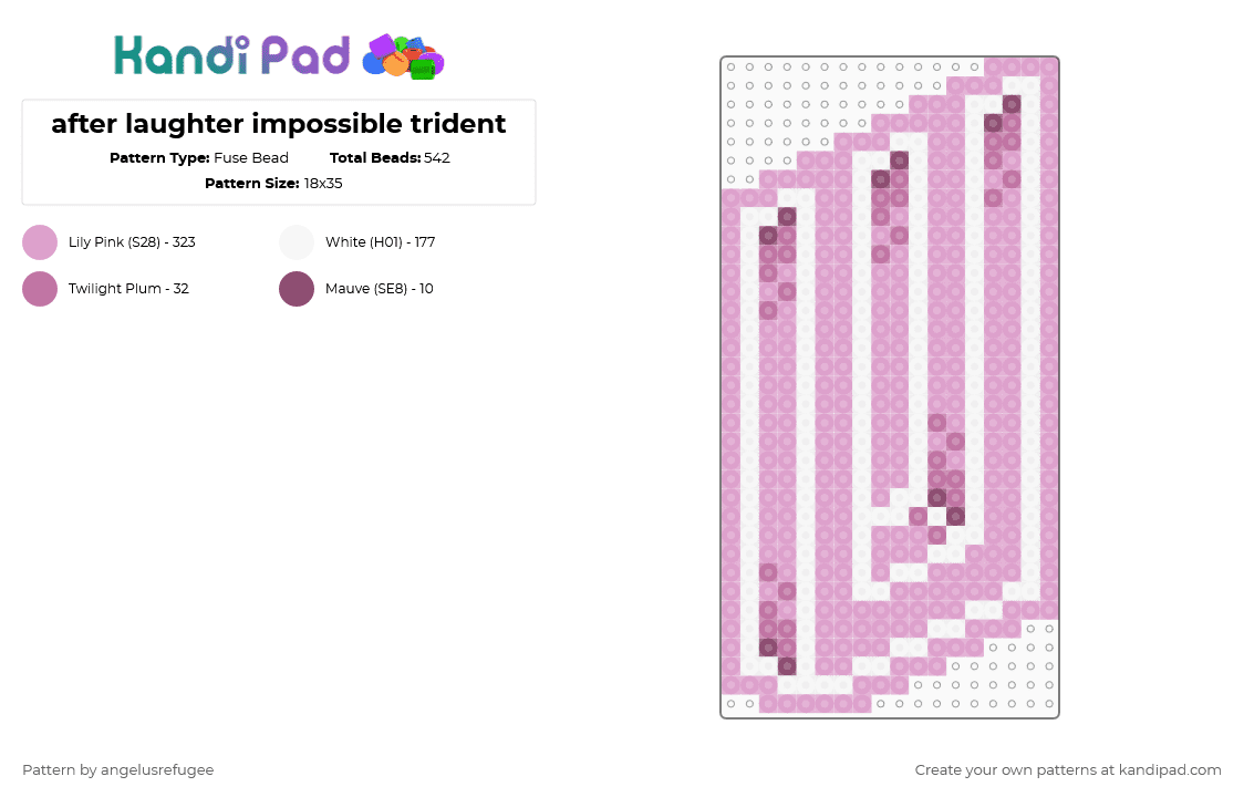 after laughter impossible trident - Fuse Bead Pattern by angelusrefugee on Kandi Pad - paramore,trident,logo,album,band,music,white,pink,after laughter,pop rock