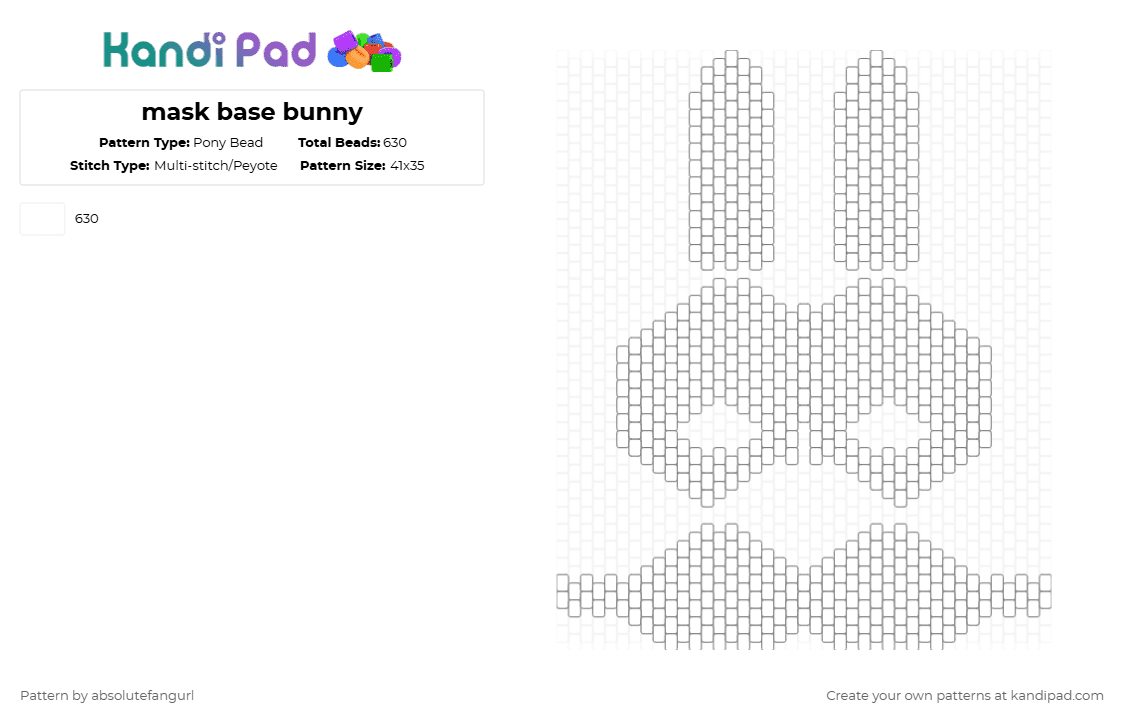 mask base bunny - Pony Bead Pattern by 0range_peel on Kandi Pad - white