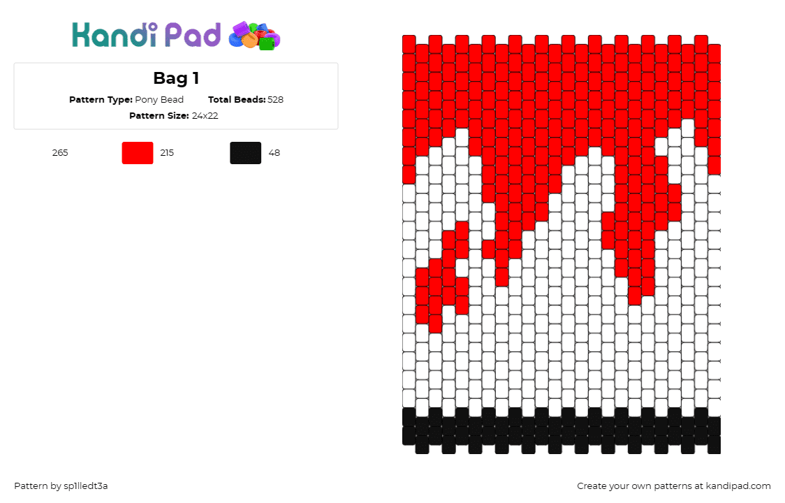 Bag 1 - Pony Bead Pattern by sp1lledt3a on Kandi Pad - bag,drip,white,red,movement,contrast