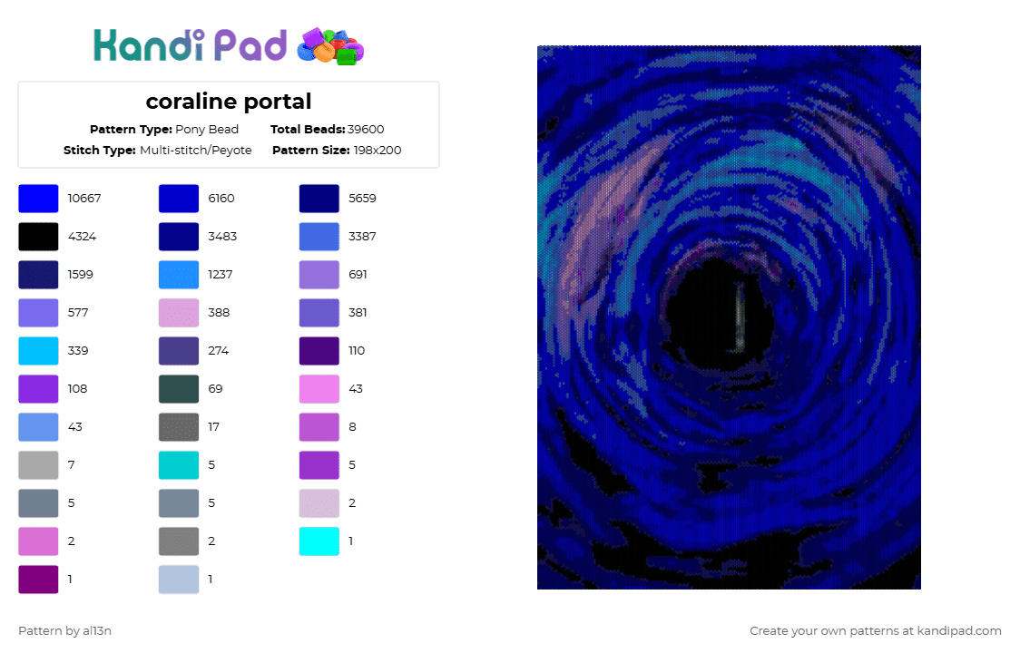 coraline portal - Pony Bead Pattern by al13n on Kandi Pad - purple