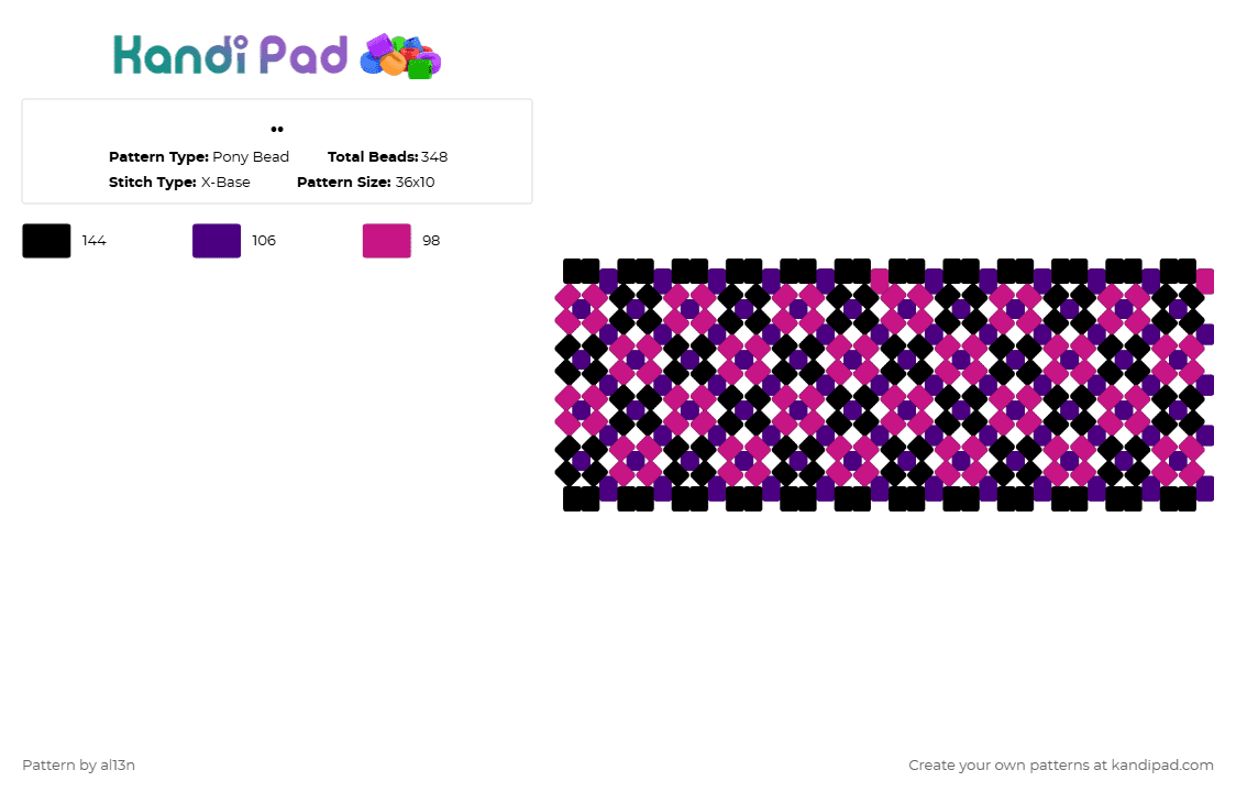 .. - Pony Bead Pattern by al13n on Kandi Pad - purple,pink