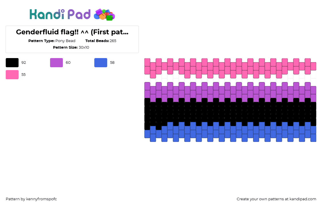 Genderfluid flag!! ^^ (First pattern) - Pony Bead Pattern by kennyfromspofc on Kandi Pad - 