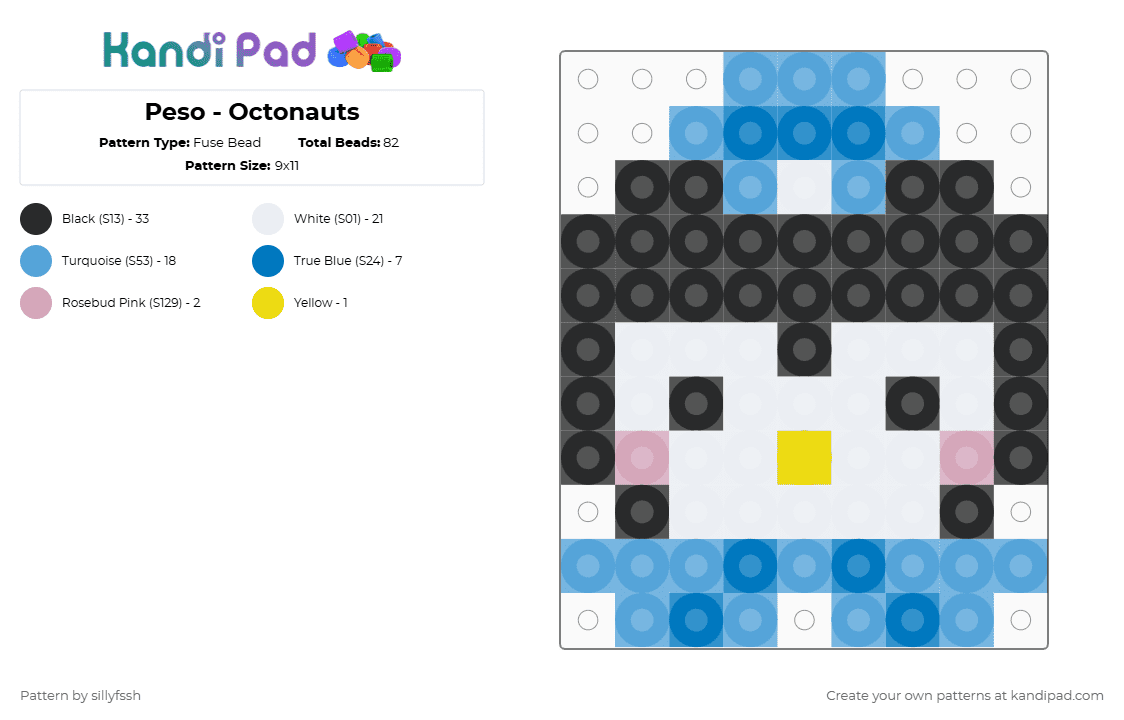 Peso - Octonauts - Fuse Bead Pattern by sillyfssh on Kandi Pad - light blue,blue,cotdcuteanimals,peso,octonauts,ocean,penguin