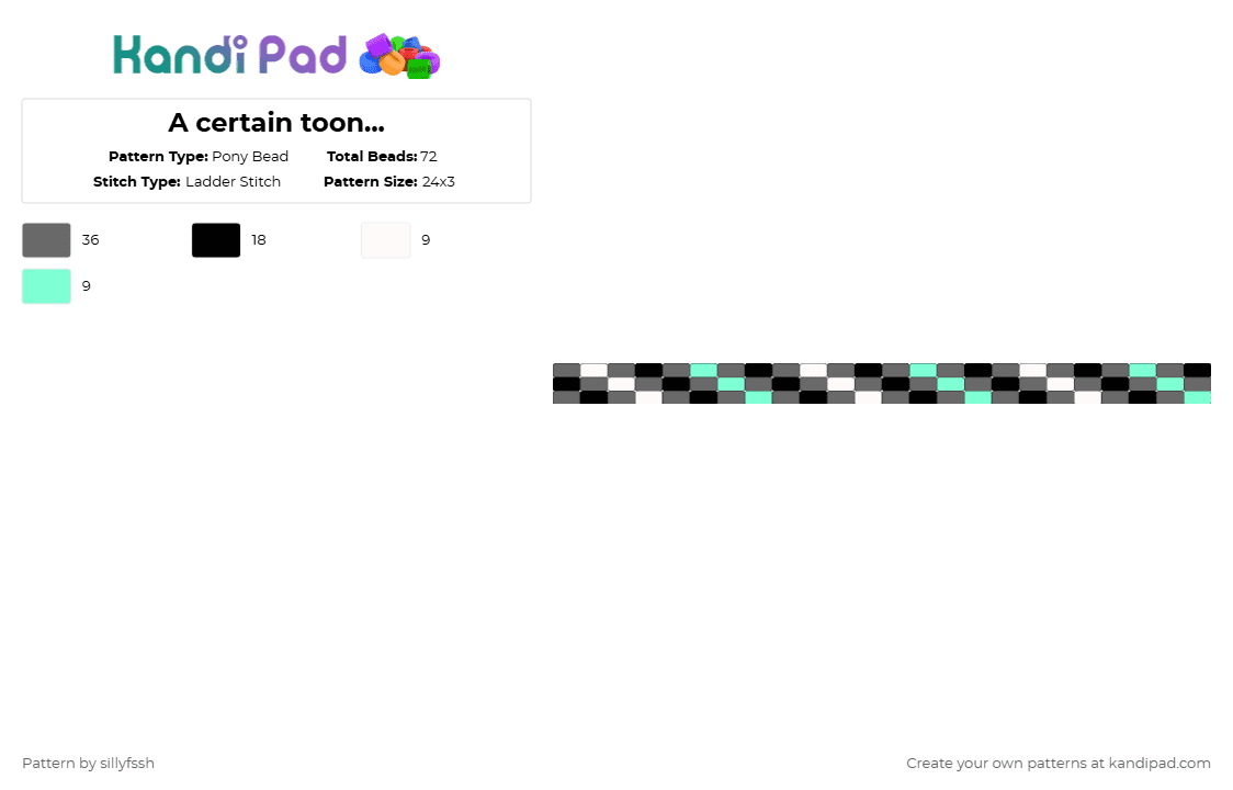 A certain toon... - Pony Bead Pattern by sillyfssh on Kandi Pad - gray,soulvester,checkered,roblox,dandys world,grey