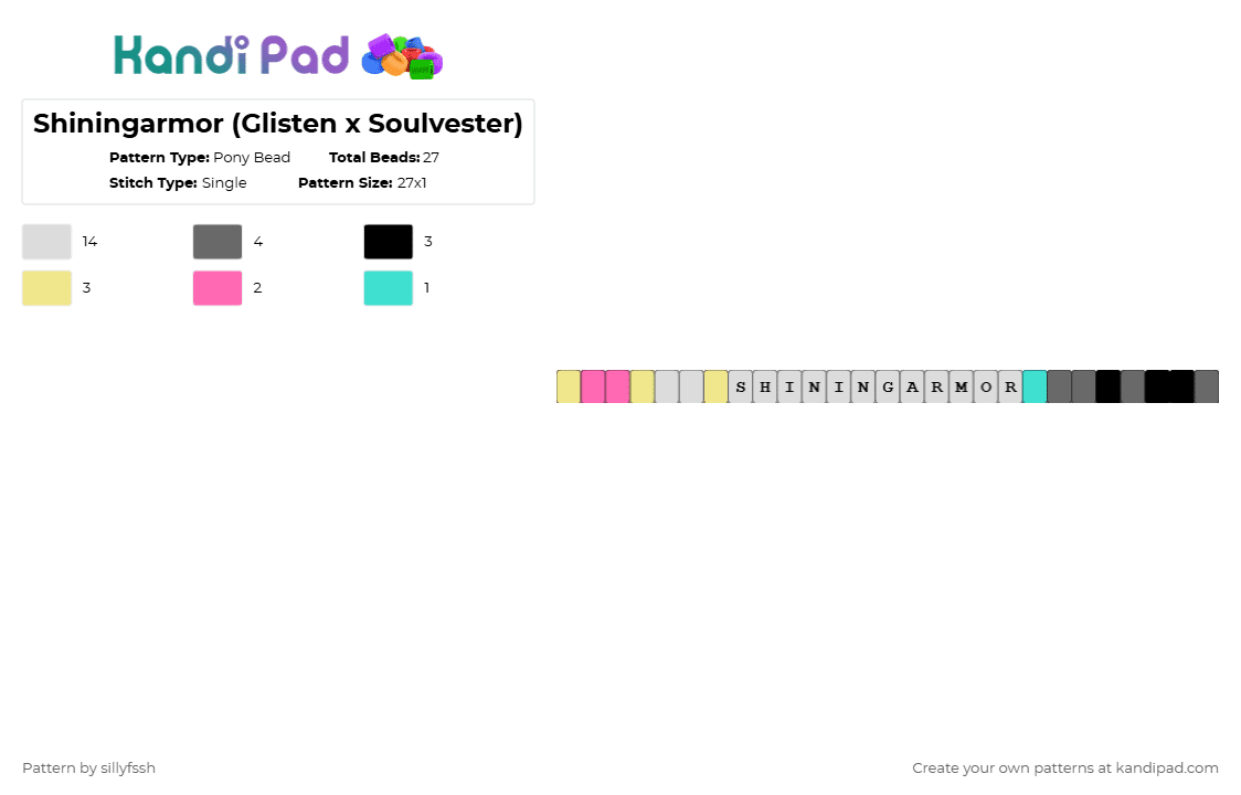 Shiningarmor (Glisten x Soulvester) - Pony Bead Pattern by sillyfssh on Kandi Pad - glisten,soulvester,dandys world