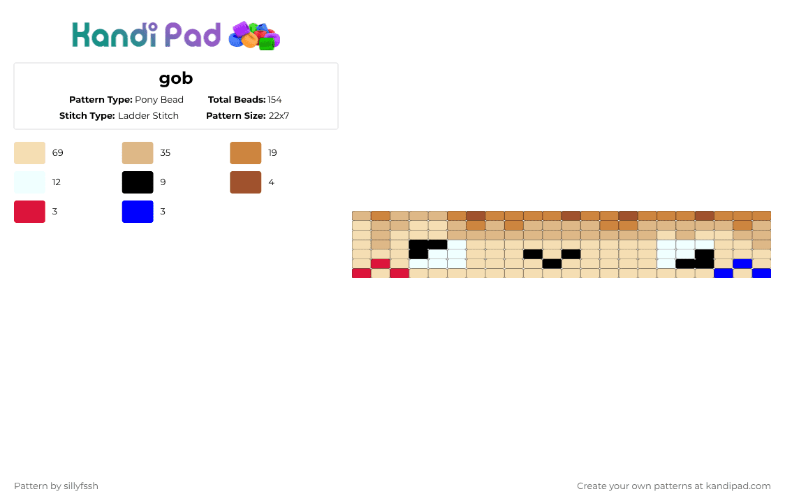 gob - Pony Bead Pattern by sillyfssh on Kandi Pad - beige,goob,dandys world
