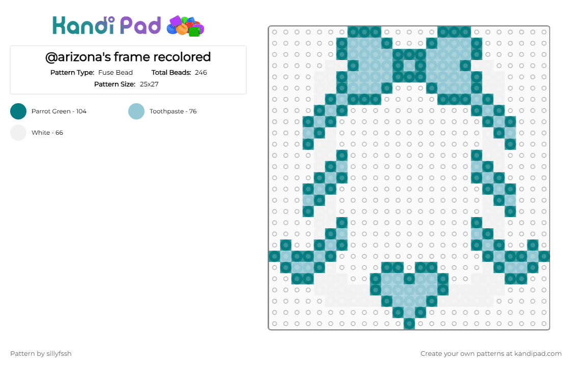 @arizona\'s frame recolored - Fuse Bead Pattern by sillyfssh on Kandi Pad - blue, light blue, teal, white