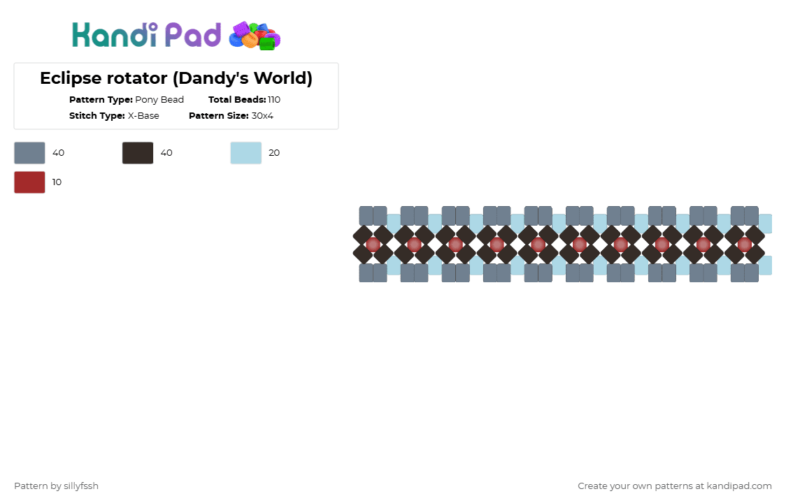 Eclipse rotator (Dandy\'s World) - Pony Bead Pattern by sillyfssh on Kandi Pad - brown, cotdwerewolves, dandys world, eclipse, gray, roblox