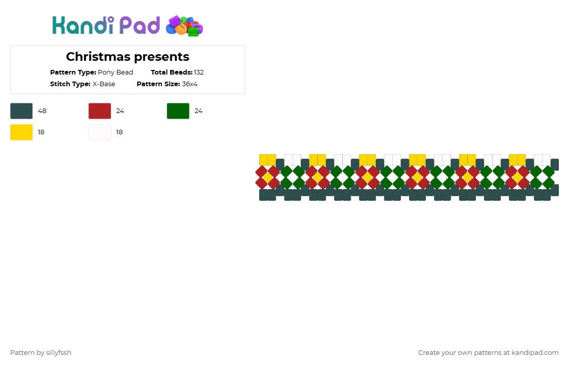 Christmas presents - Pony Bead Pattern by sillyfssh on Kandi Pad - gray,cotdgifts,christmas,present