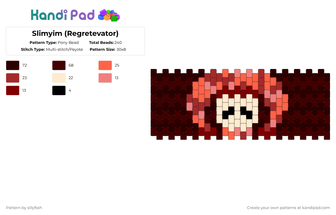 Slimyim (Regretevator) - Pony Bead Pattern by sillyfssh on Kandi Pad - brown,slimyim,ball,regretevator,roblox,meat,silly,boss,red
