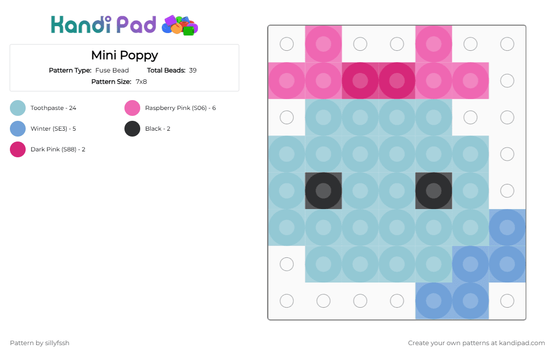 Mini Poppy - Fuse Bead Pattern by sillyfssh on Kandi Pad - light blue,poppy,dandys world