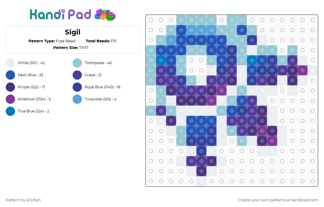 Sigil - Fuse Bead Pattern by sillyfssh on Kandi Pad - purple,light blue,cotdcyberpunk,sigil