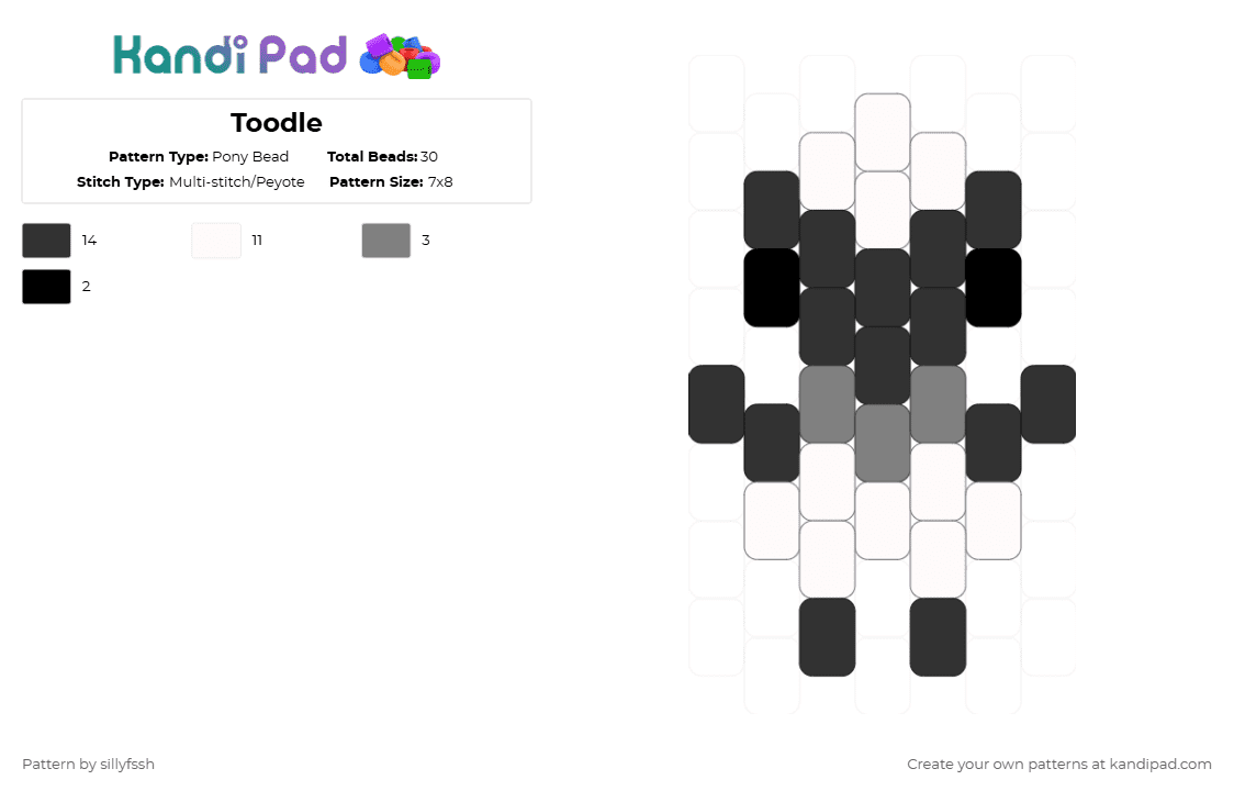 Toodle - Pony Bead Pattern by sillyfssh on Kandi Pad - white,toodles,dandys world,roblox