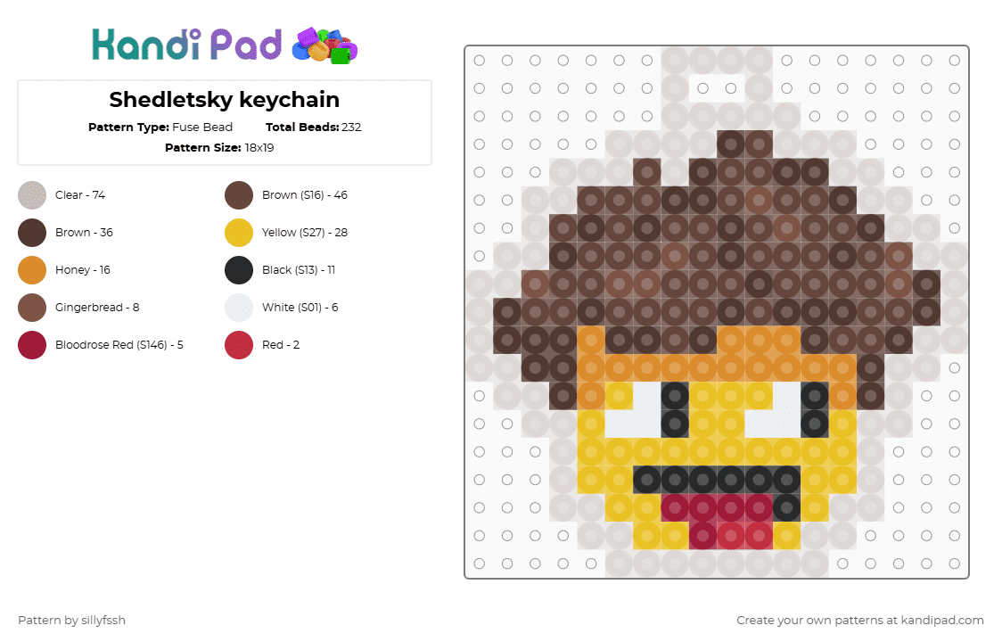 Shedletsky keychain - Fuse Bead Pattern by sillyfssh on Kandi Pad - brown,beige,shedletsky,roblox,forsaken,keychain,video game