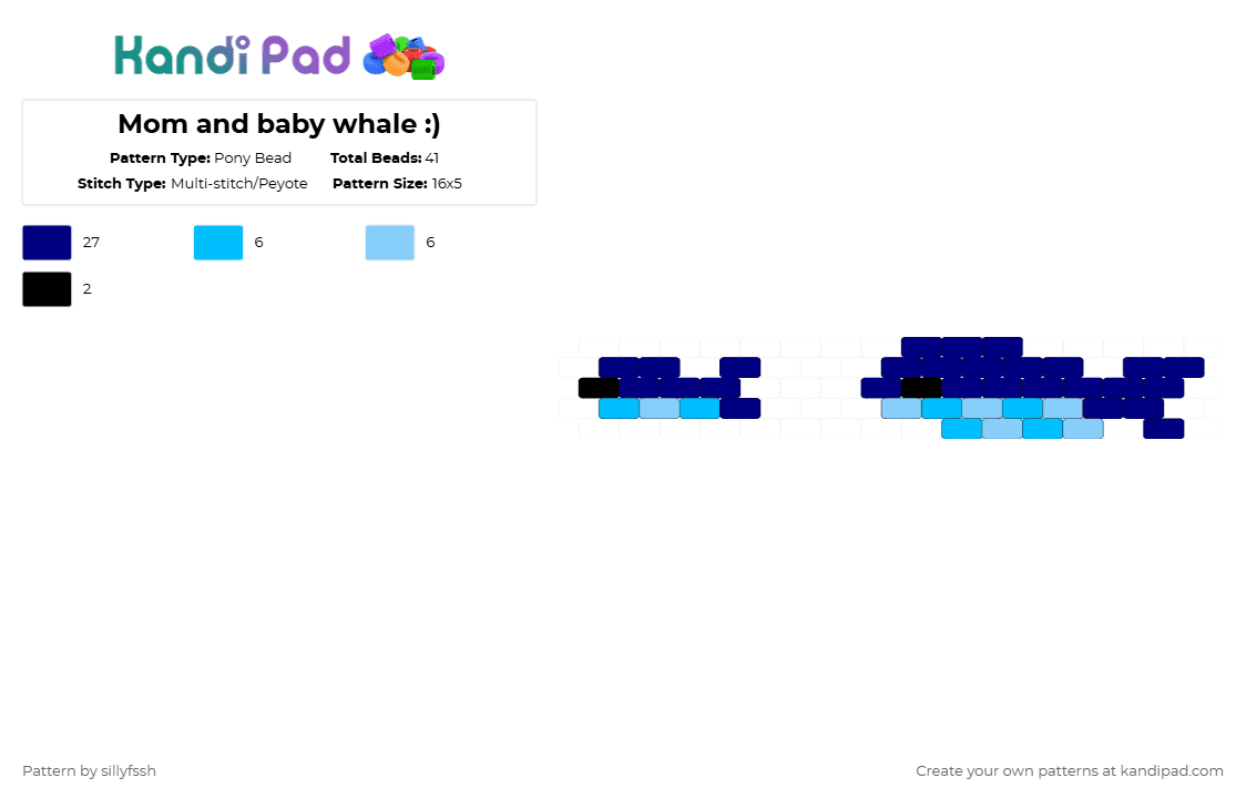 Mom and baby whale :) - Pony Bead Pattern by sillyfssh on Kandi Pad - purple,light blue,cotdwhales,ocean,sea,blue