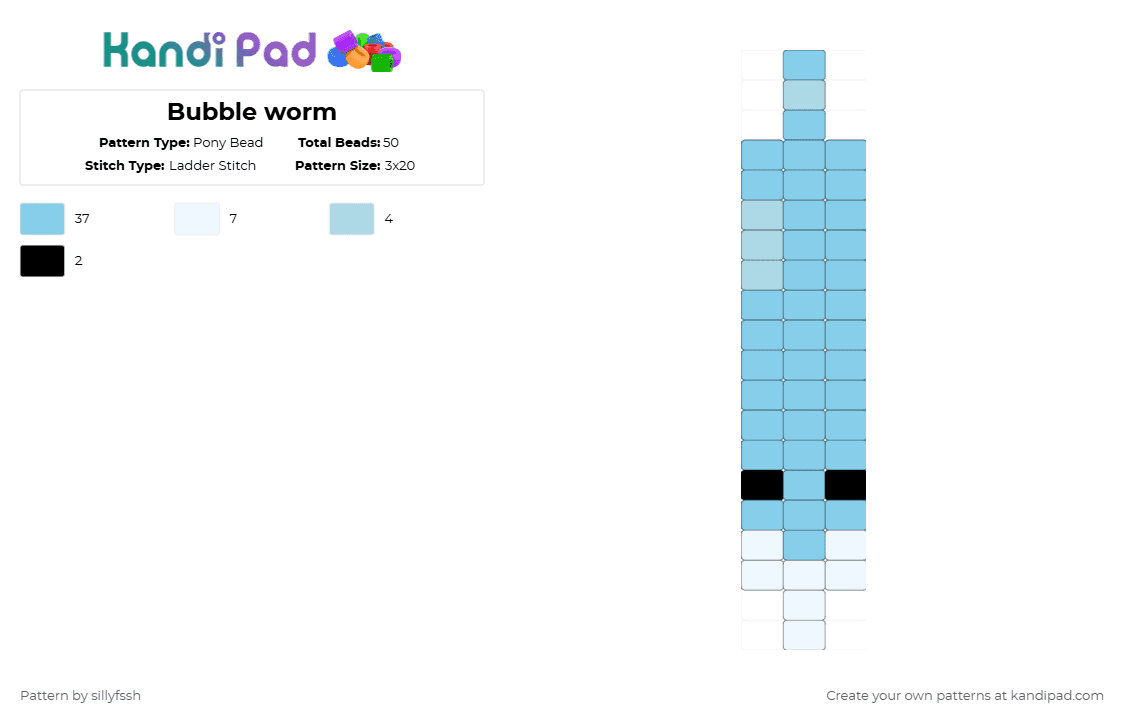 Bubble worm - Pony Bead Pattern by sillyfssh on Kandi Pad - light blue,bubble,tadc,blue,worm