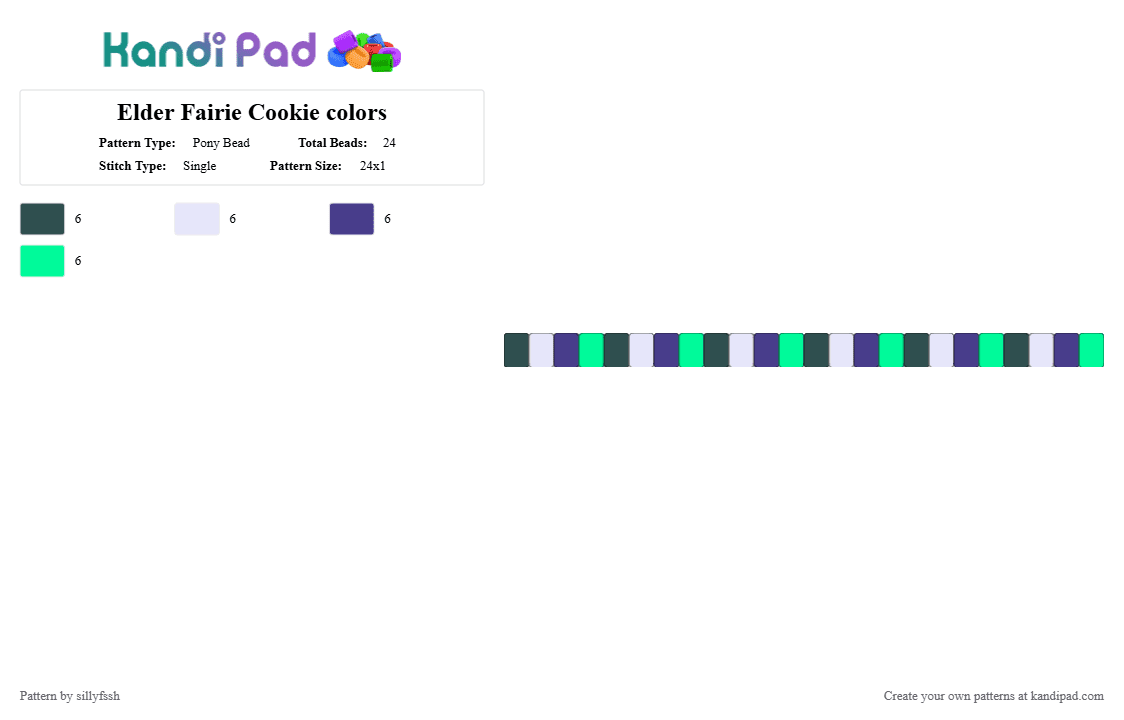 Elder Fairie Cookie colors - Pony Bead Pattern by sillyfssh on Kandi Pad - gray,purple,teal,crk,cookie run kingdom,elder fairy cookie