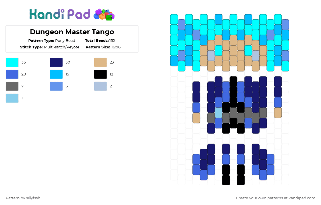 Dungeon Master Tango - Pony Bead Pattern by sillyfssh on Kandi Pad - light blue,purple,tango,tangotek,minecraft,hermitcraft,life series,blue,decked out,ice