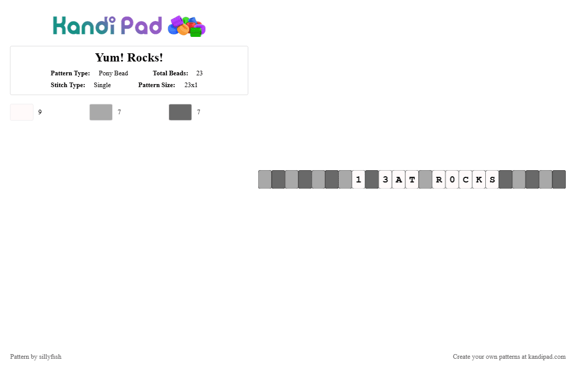 Yum! Rocks! - Pony Bead Pattern by sillyfssh on Kandi Pad - beige,gray,rocks,silly