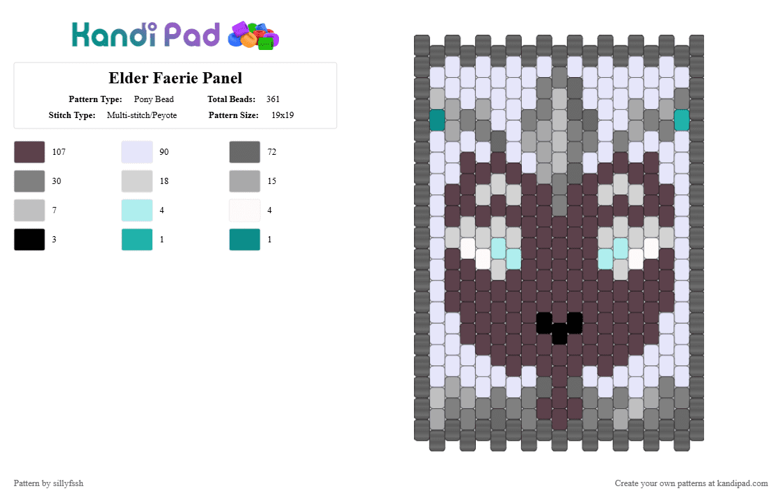 Elder Faerie Panel - Pony Bead Pattern by sillyfssh on Kandi Pad - gray,brown,crk,cookie run kingdom,elder faerie,elder fairy