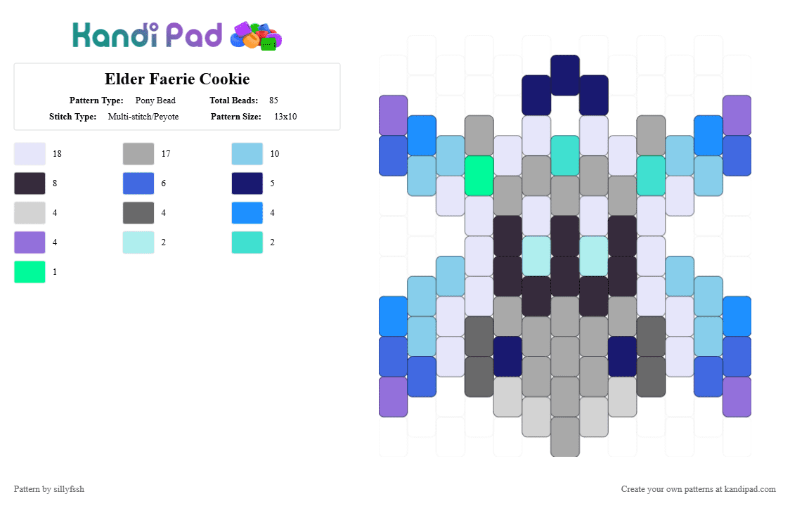 Elder Faerie Cookie - Pony Bead Pattern by sillyfssh on Kandi Pad - light blue,beige,purple,elder fairy,elder faerie,crk,cookie run kingdom