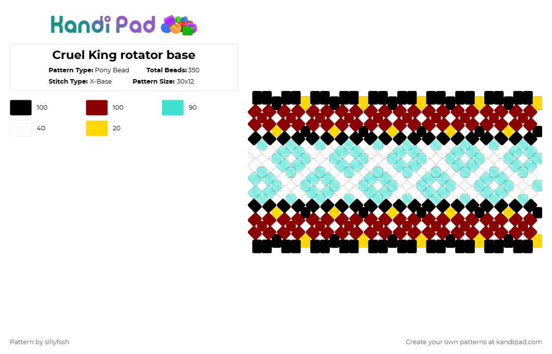 Cruel King rotator base - Pony Bead Pattern by sillyfssh on Kandi Pad - light blue,red,cruel king,block tales,roblox,ice,rotator,base