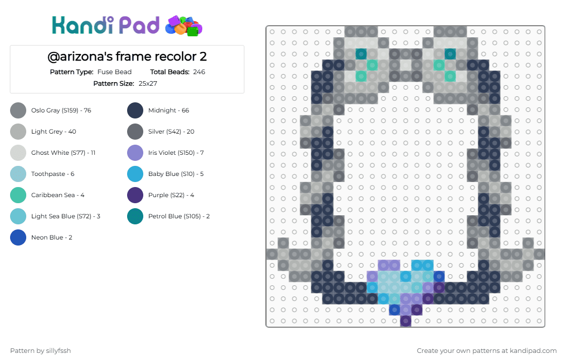 @arizona\'s frame recolor 2 - Fuse Bead Pattern by sillyfssh on Kandi Pad - gray,beige,purple,elder faerie,crk,cookie run kingdom,elder fairy